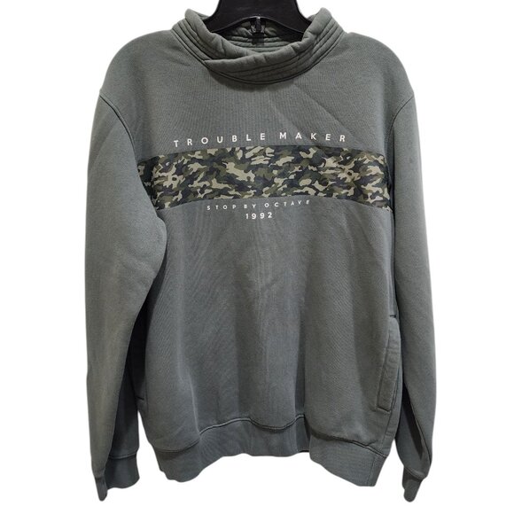 STOP by Octave Women's Camouflage Graphic Hoodie Size L Green 100% Cotton - Picture 1 of 12